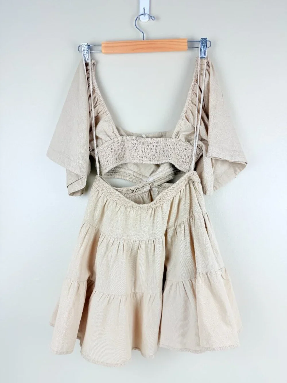 NWT Free People Cross Of Sunlight Cutout Smocked Mini Dress Size XS